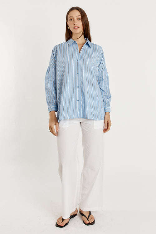 Giliann Jean Cut Out Shirt Blue Stripe