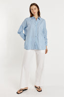 Giliann Jean Cut Out Shirt Blue Stripe