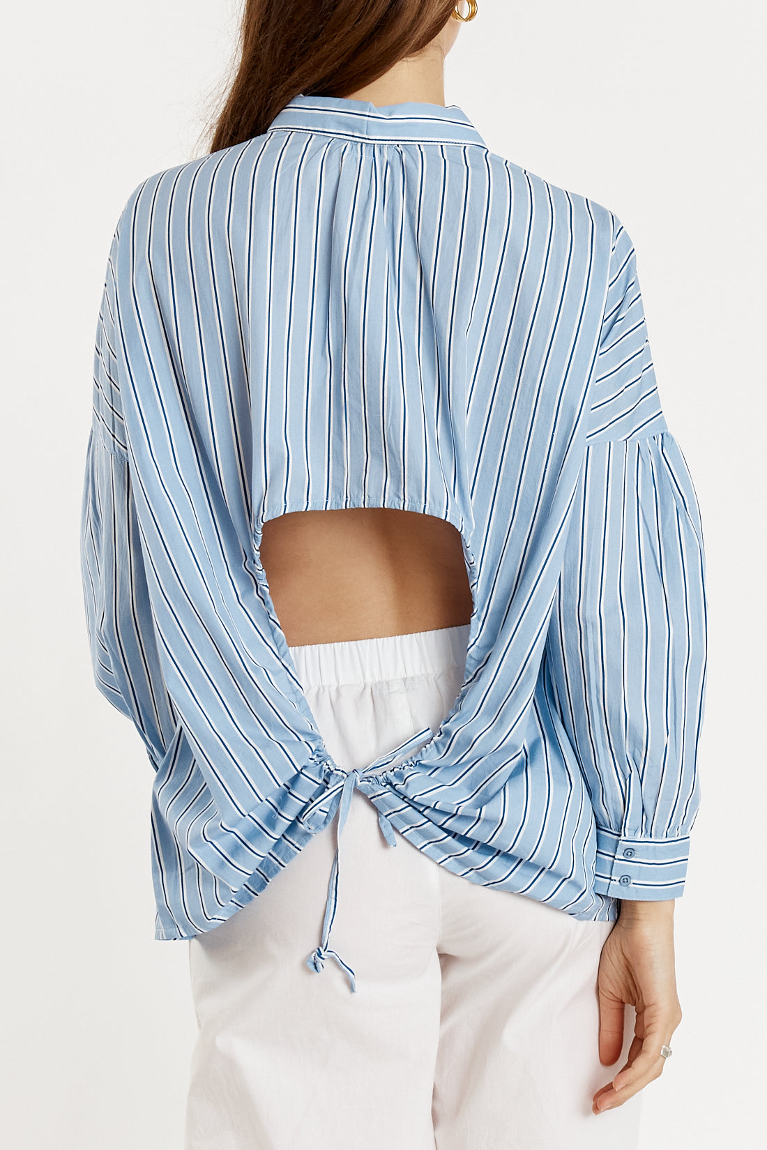 Giliann Jean Cut Out Shirt Blue Stripe