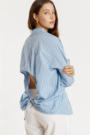 Giliann Jean Cut Out Shirt Blue Stripe