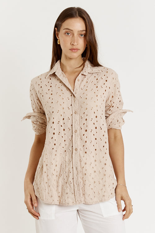 Giliann Olive Shirt Cream