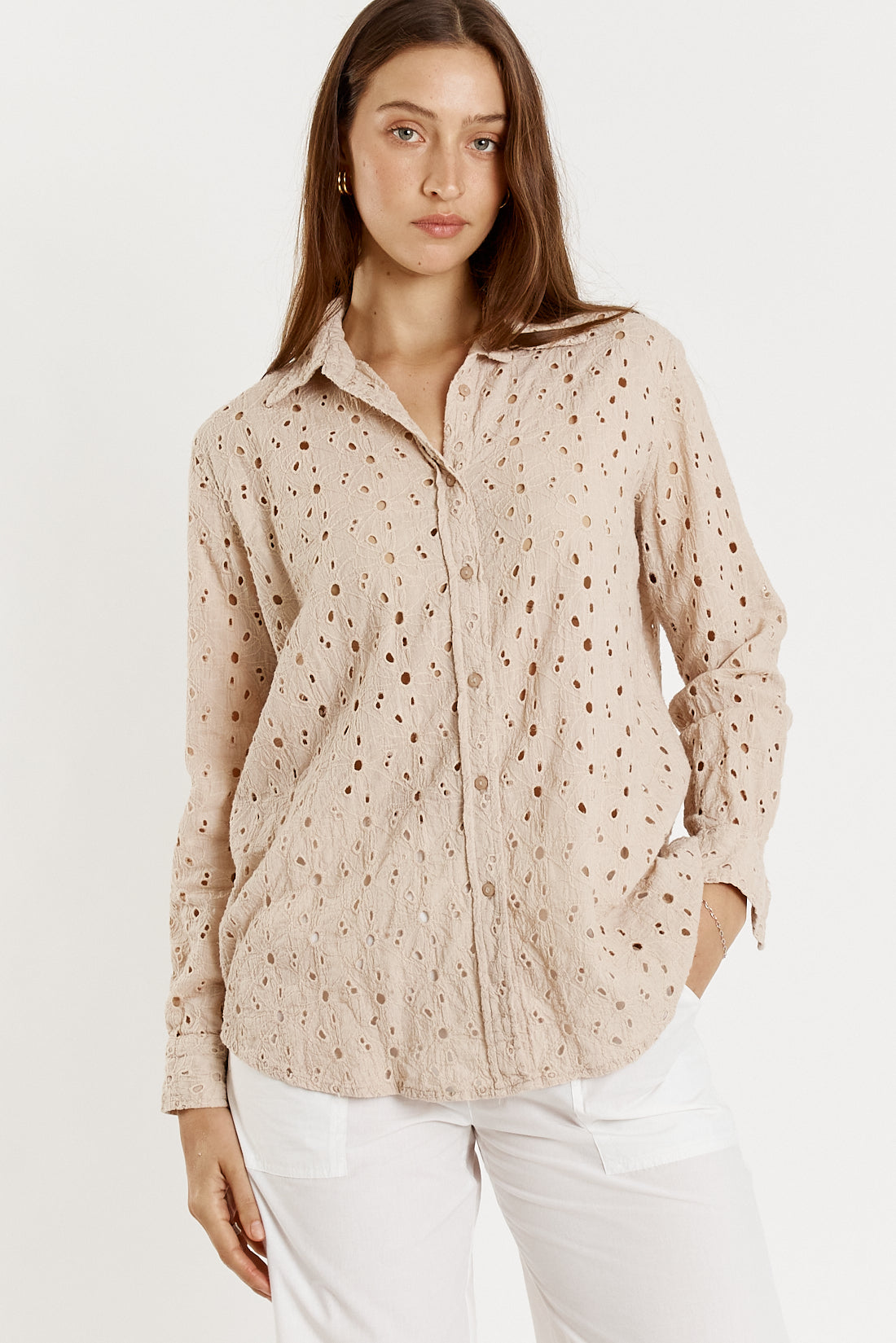 Giliann Olive Shirt Cream