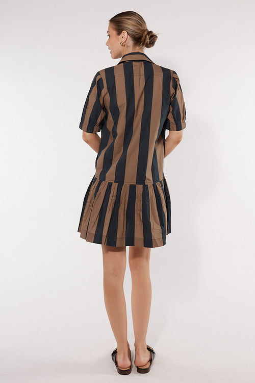 Itami Giverny Dress Brown Stripe