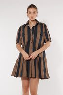 Itami Giverny Dress Brown Stripe