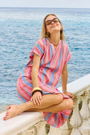 Itami Basque Capped Sleeve Dress Blue