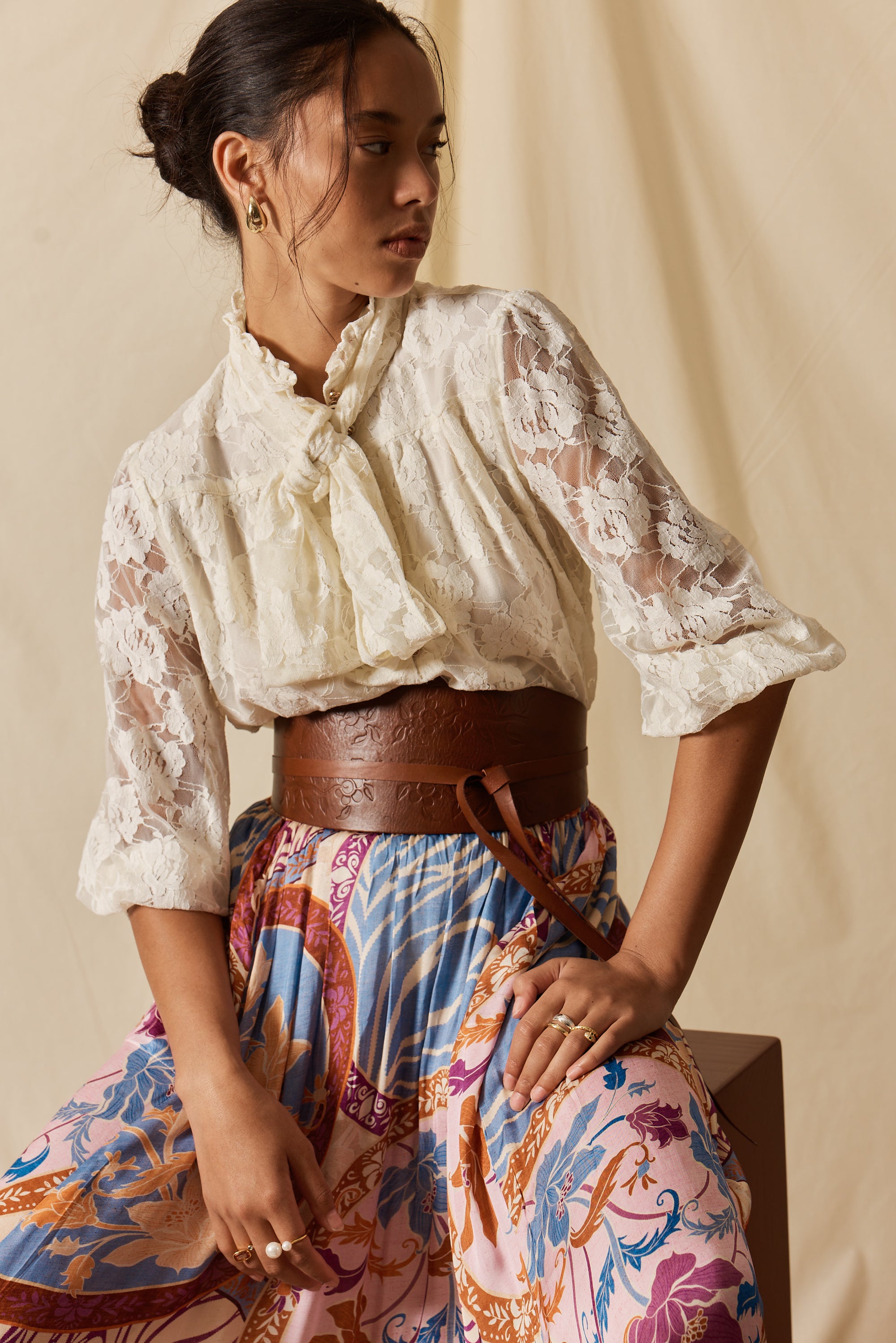 LulaSoul Chandler Lace Shirt Cream