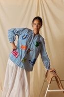 LulaLife Howdy Shirt Navy Stripe
