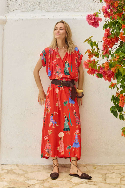 LulaSoul Summer Vibes Skirt Melon