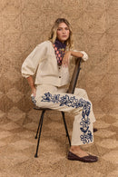 Rubyyaya Carmi Floral Embroidered Jean Natural