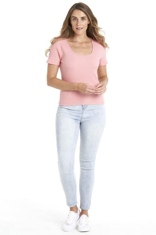 Betty Basics | Stacey Rib Tee Salmon Pink