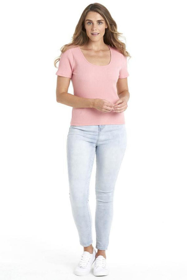 Betty Basics | Stacey Rib Tee Salmon Pink