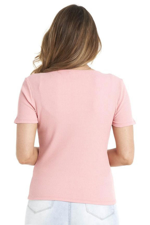 Betty Basics | Stacey Rib Tee Salmon Pink