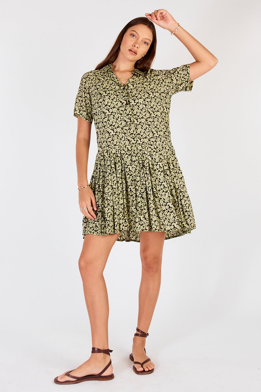 Cowgirl Surfer Gardem Pleated Mini Green
