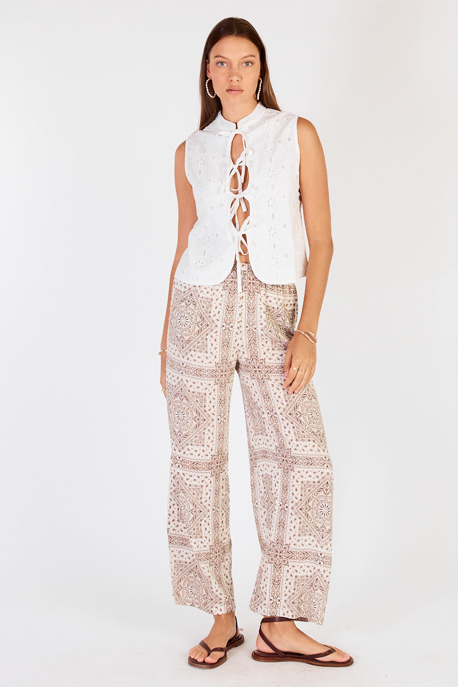Cowgirl Surfer Teti Tie Singlet White