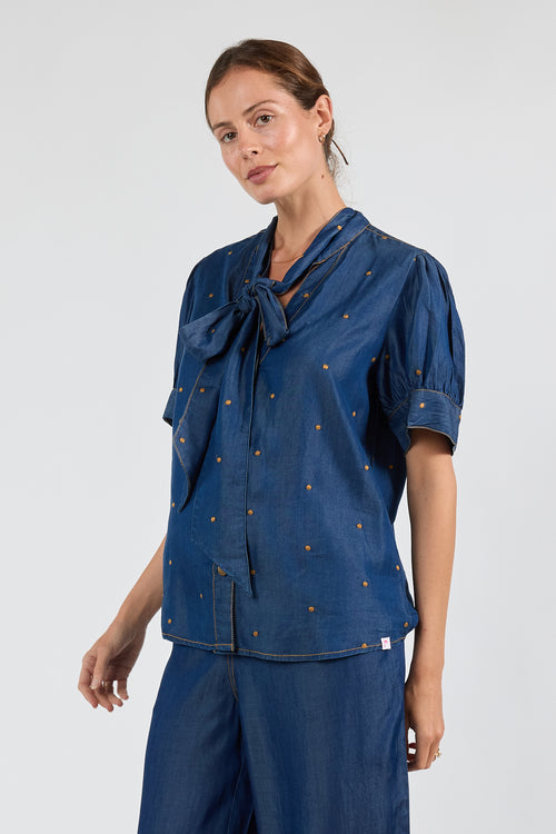 IBSA River Bow Shirt Indigo