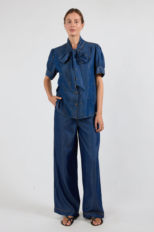 IBSA River Bow Shirt Indigo