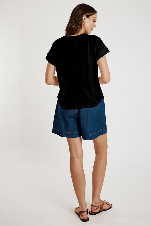 IBSA T-Shirt Plain Round Neck Black