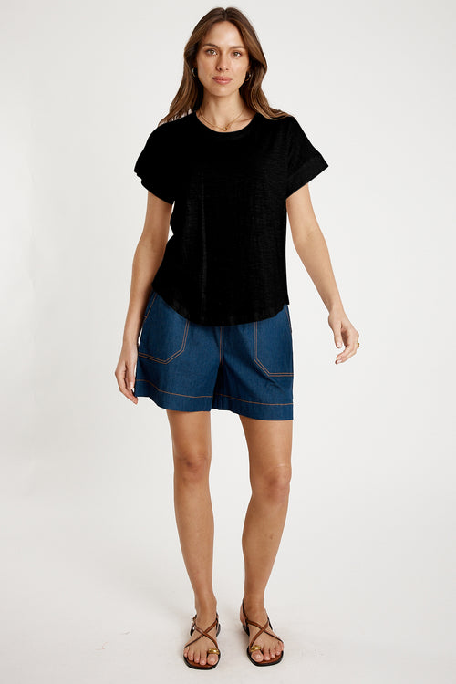 IBSA T-Shirt Plain Round Neck Black