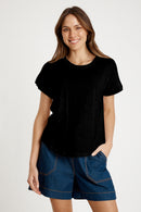IBSA T-Shirt Plain Round Neck Black