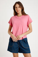 IBSA T-Shirt Plain Round Neck Carnation