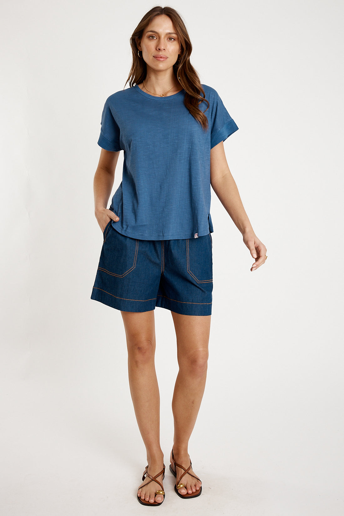 IBSA T-Shirt Plain Round Neck Navy