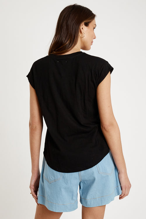 IBSA Plain T-Shirt V Neck Black
