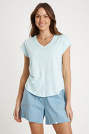 IBSA Plain T-Shirt V Neck Blue