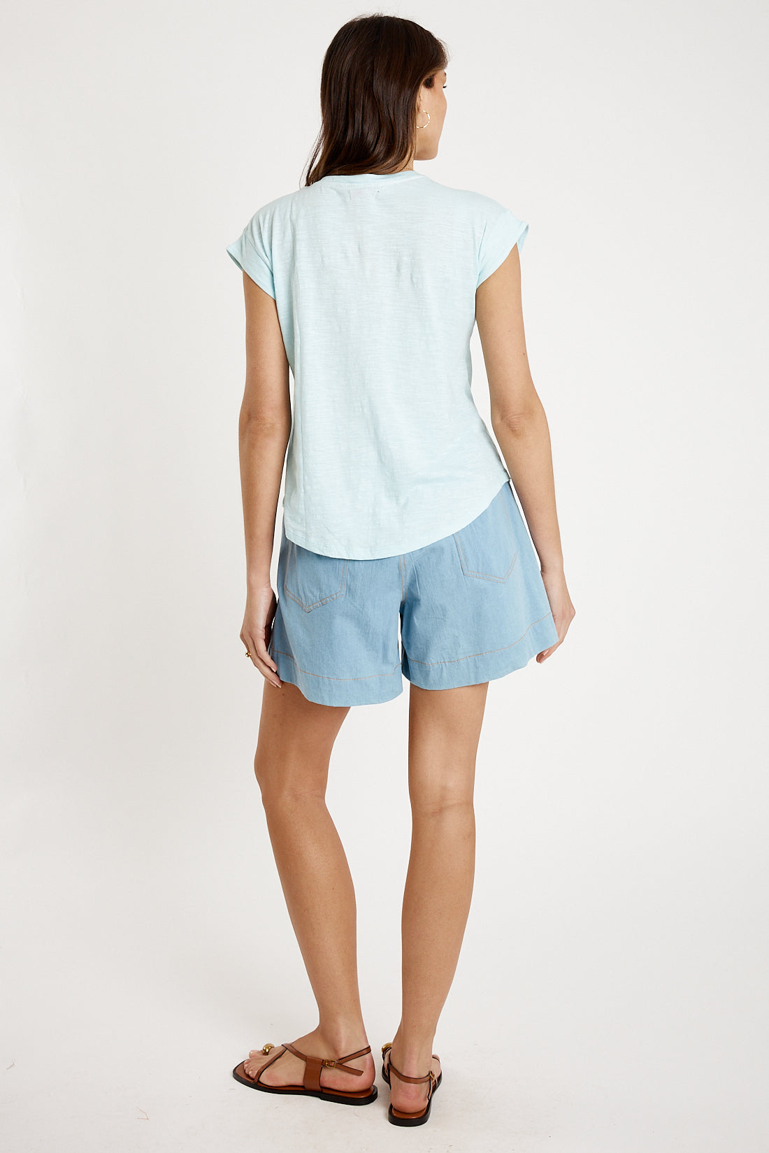IBSA Plain T-Shirt V Neck Blue