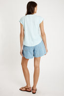 IBSA Plain T-Shirt V Neck Blue