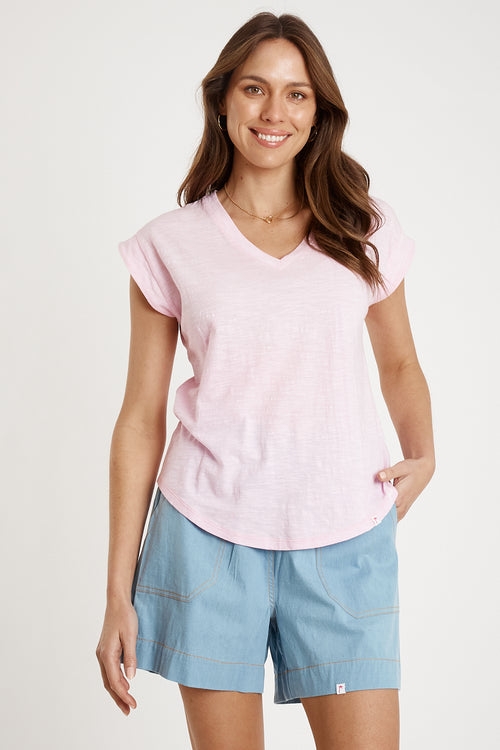 IBSA Plain T-Shirt V Neck Pink