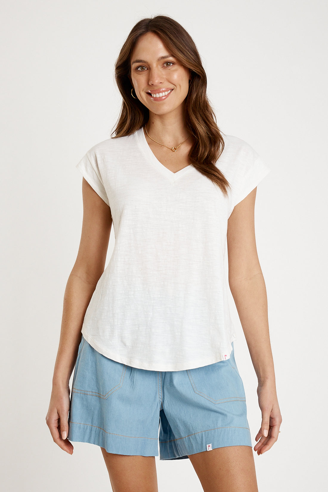 IBSA Plain T-Shirt V Neck White
