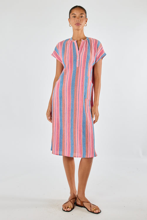 Itami Basque Capped Sleeve Dress Blue