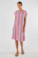 Itami Basque Capped Sleeve Dress Blue