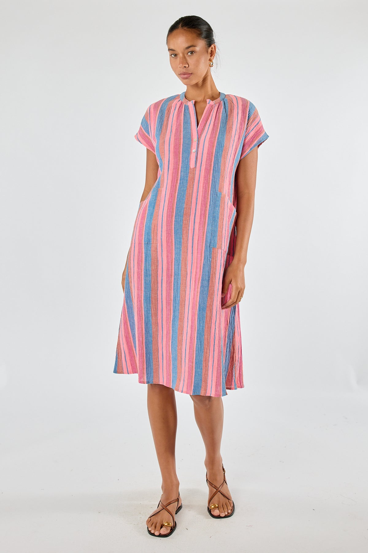 Itami Basque Capped Sleeve Dress Blue