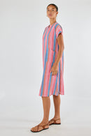 Itami Basque Capped Sleeve Dress Blue