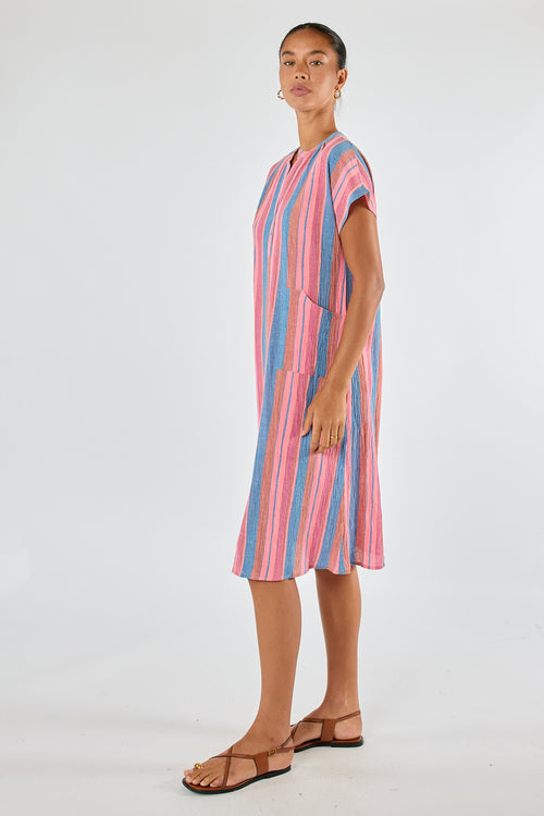 Itami Basque Capped Sleeve Dress Blue