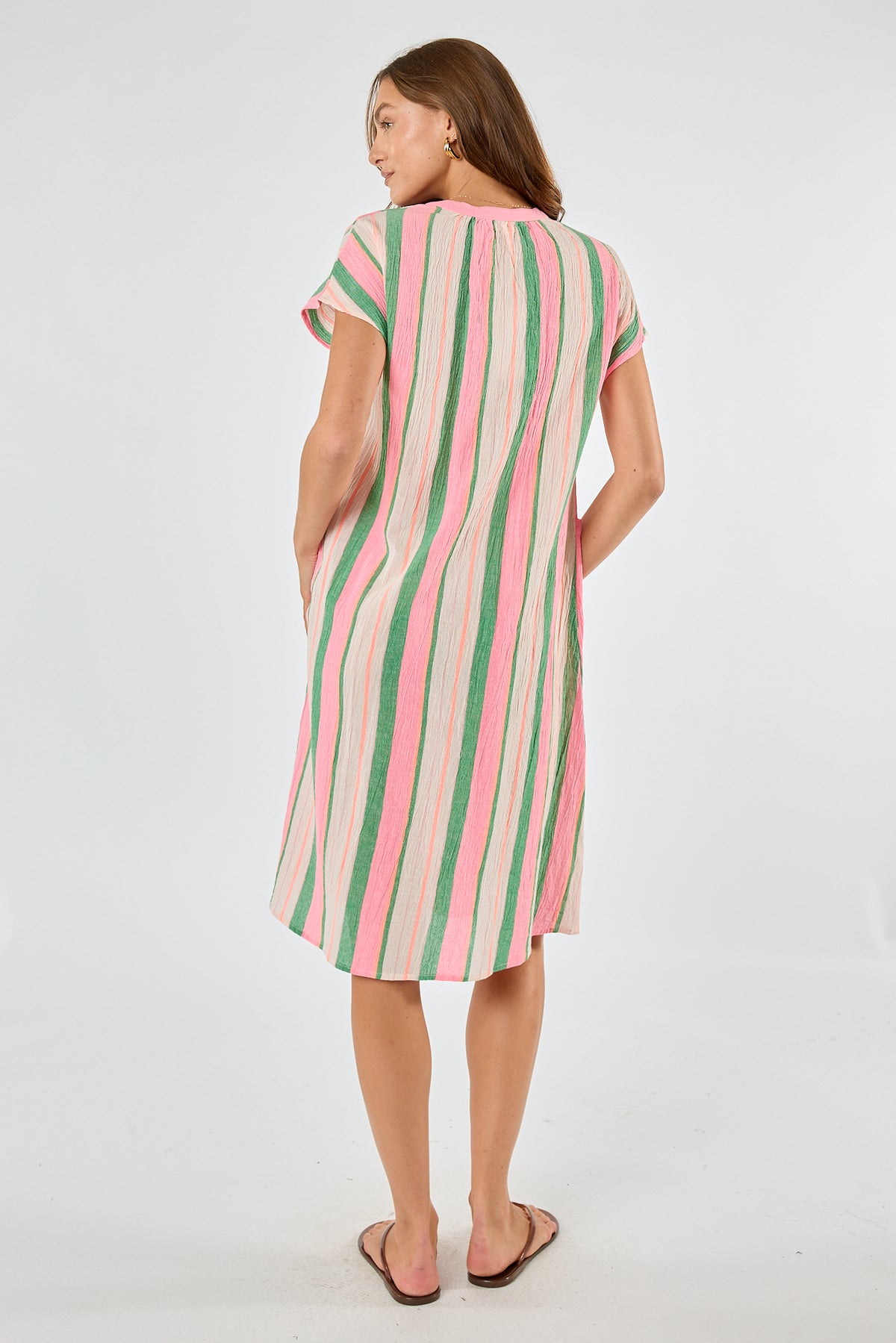 Itami Basque Capped Sleeve Dress Green