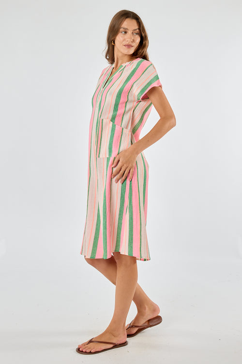Itami Basque Capped Sleeve Dress Green