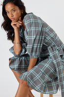 Itami Check Button Midi Dress Green