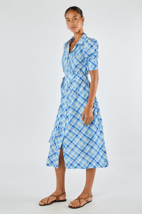 Itami Check Ruched Midi Blue