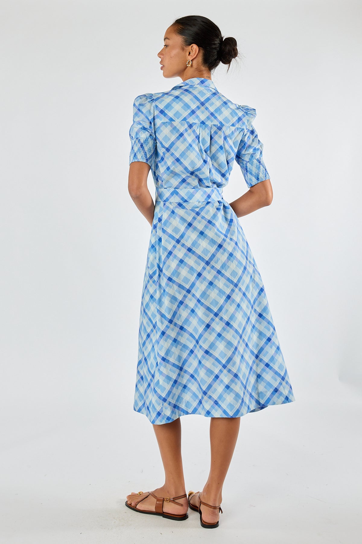 Itami Check Ruched Midi Blue