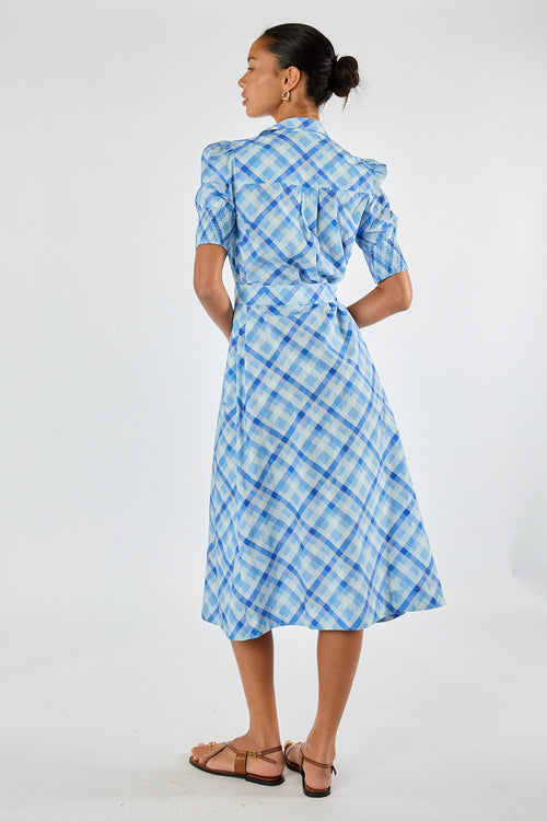 Itami Check Ruched Midi Blue