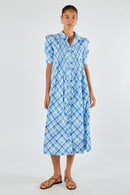 Itami Check Ruched Midi Blue
