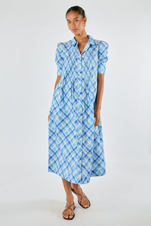 Itami Check Ruched Midi Blue