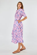 Itami Check Ruched Midi Pink