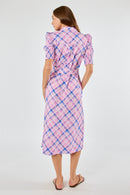 Itami Check Ruched Midi Pink