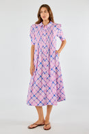 Itami Check Ruched Midi Pink