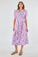 Itami Check Ruched Midi Pink