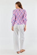 Itami Check Ruched Top Pink