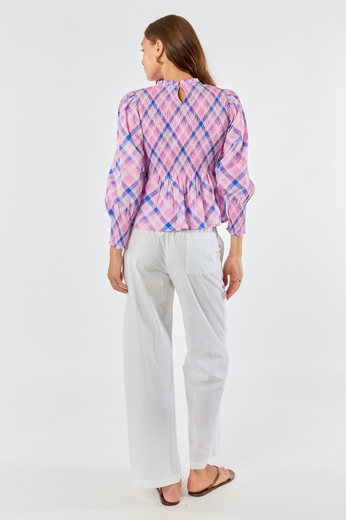 Itami Check Ruched Top Pink